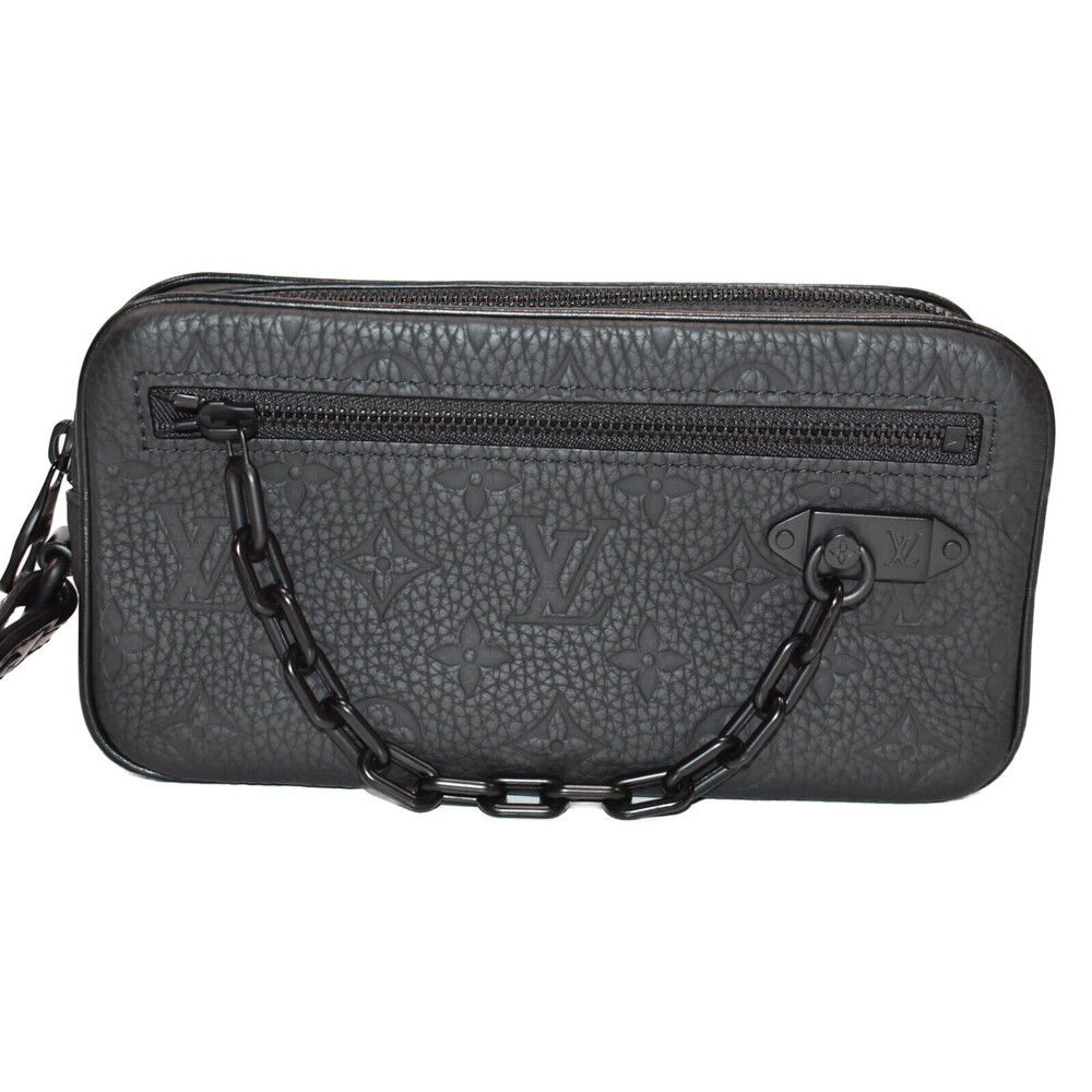Louis Vuitton Pochette Volga Empreinte Noir Taurillon Leather Clutch Chain Strap